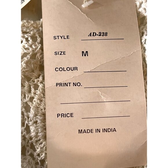 NWT Vtg Papillon Cream White Sleeveless Lace Crochet Gauzy Boho Midi Dress Med - Picture 9 of 15